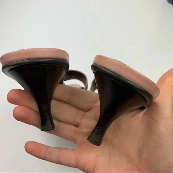 Nine West Yara heels sz 6 mauve pink leather square toe slides vintage 90s y2k - Picture 7 of 11